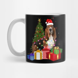 Basset Hound Christmas Tree Santa Hat Funny Xmas Gift Dog T-Shirt Mug